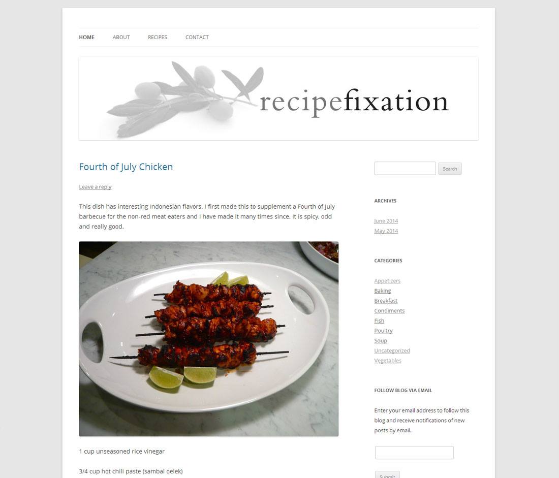 Recipe Fixation - Wordpress