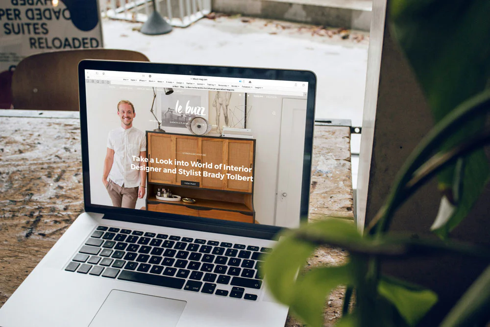 website on laptop screen